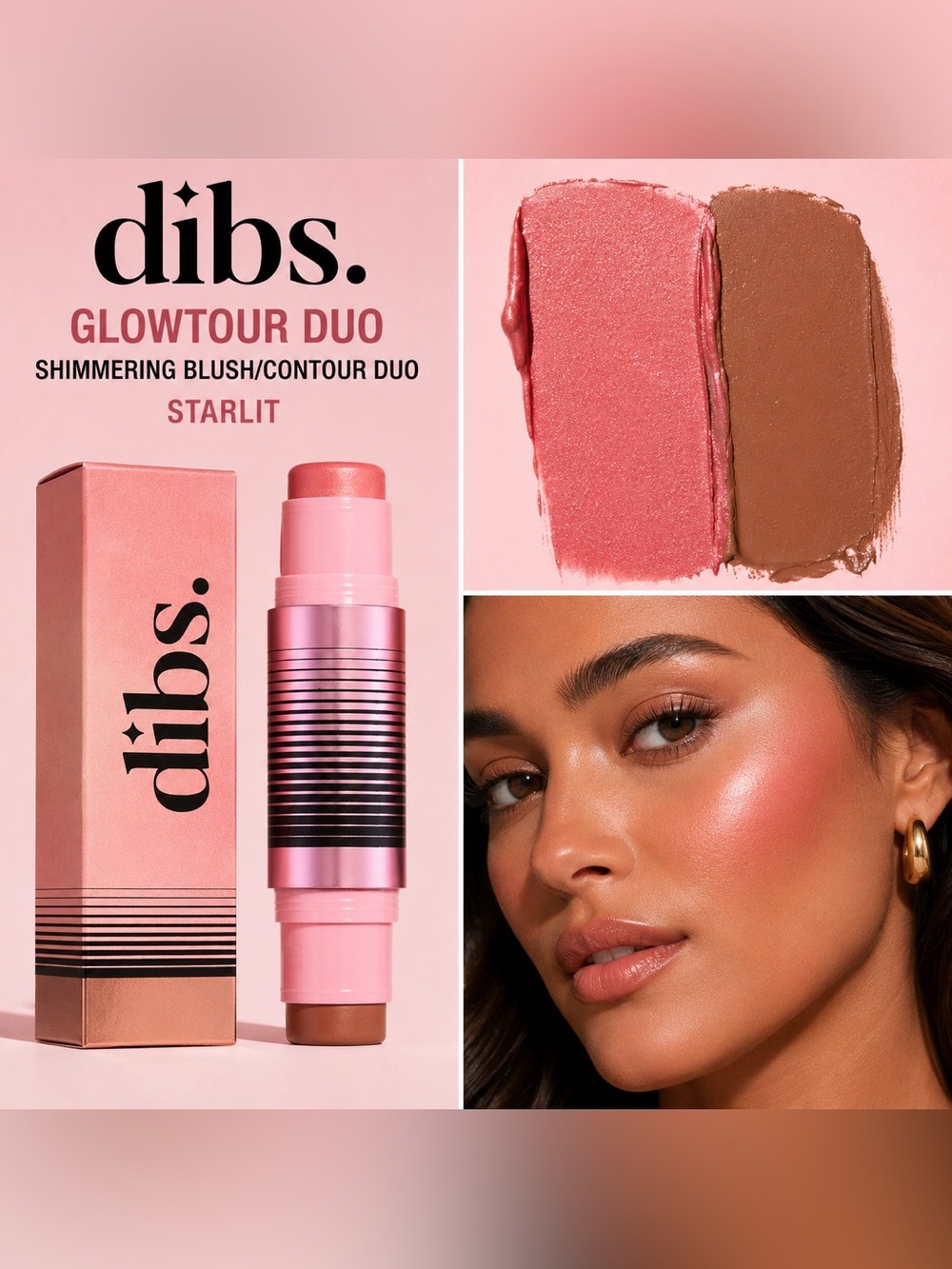 NEW✅ DIBS • GlowTour Duo Shimmering Blush & Contour Stick • Starlit • New in Box